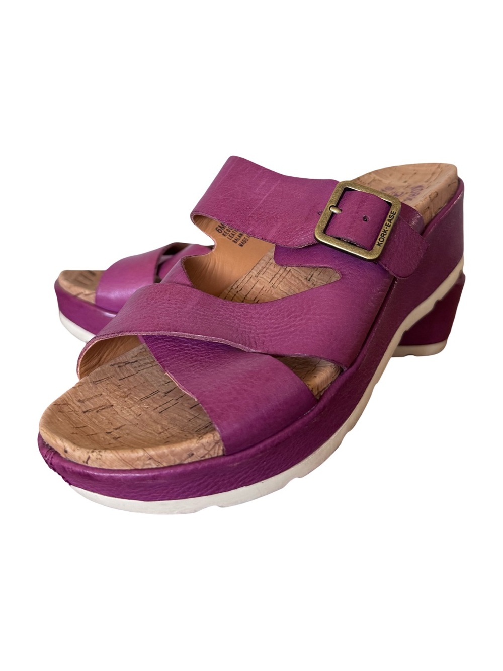 Kork-Ease Callie Wedge Leather Sandal Purple Size 6